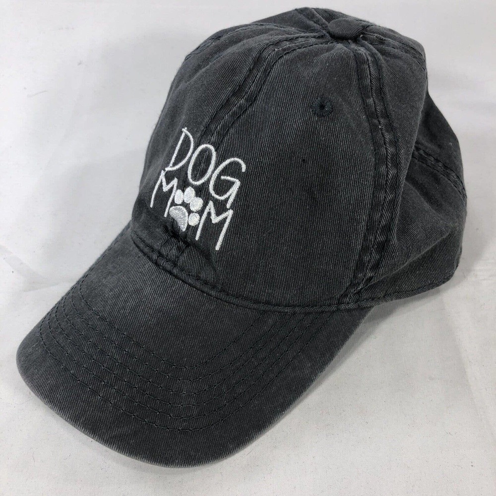 Dog Mom Cap Gray with White Writing Adjustable Strap Back One Size Fits Most OSF - Picture 2 of 11